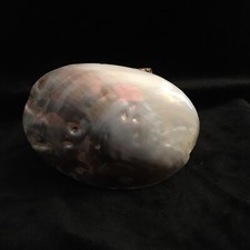 Vintage CHARMANT Belt Abalone Shell Beverly Hills Brown Stretch Buckle 0246