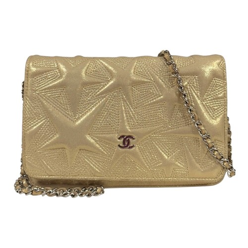 CHANEL Star emboss Shoulder Bag Cross Body A70099 leather Chain wallet used