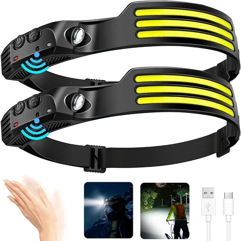 Powerful COB LED Induction Headlamp Rechargeable Head Flashlight Built-in Batter - Image 2 of 2