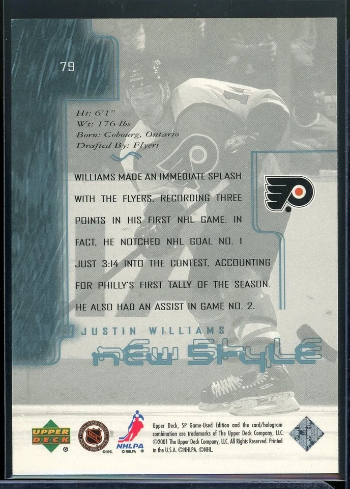 2000-01 SP Game Used Rookie #79 Justin Williams 879/900 - Image 2 of 2