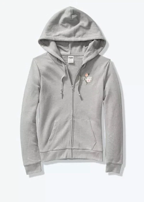 UNDERCOVER Felpa con cappuccio e zip intera nuova con etichetta Victoria’s Secret ROSA Everyday Lounge perfetta XS