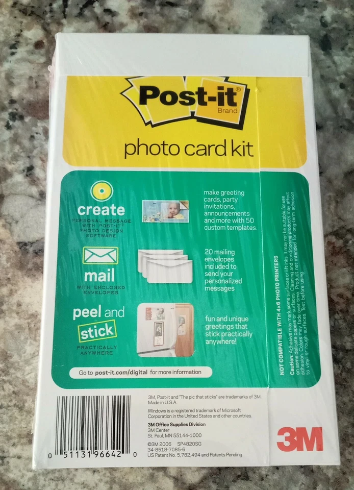 3M Post-it Semi Gloss Photo Card Kit 20 Sheets And Envelopes Brand New Sealed - Image 2 of 2
