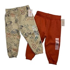Garanimals Toddler Jogger Pants Bottoms 12M Rust Tan Print Camping 2 Piece Lot