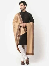 Woven Border Indian Men Warm Woollen Bridal Wear Pure Wool Shawl Woolen Stoles