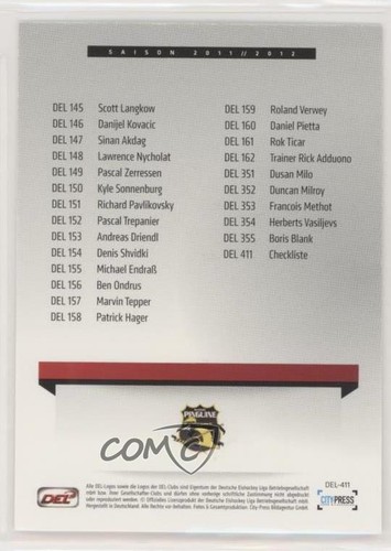 2011-12 DEL Playercards Deutsche Eishockey Liga Team Checklist Krefeld Pinguine - Picture 2 of 3