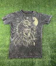 Life Clothing Co Men's Stone Wash Black Native American Bison T-Shirt Size M