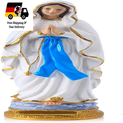 QIANLING Maria Statue 30 cm Resin Marienstatue Blau Weiß Gold