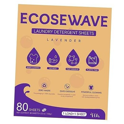 Laundry Detergent Sheets, 80 sheets Scent, 80 Count (Pack of 1) Lavender