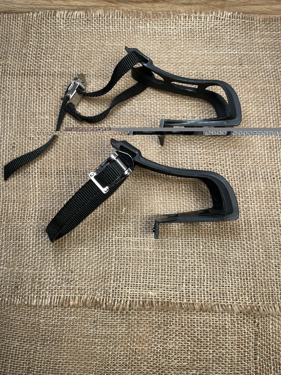 Cale-pieds Vélo Vintage Wellgo Cycle Pro - Noirs, Nylon, Avec Courroies, Neufs