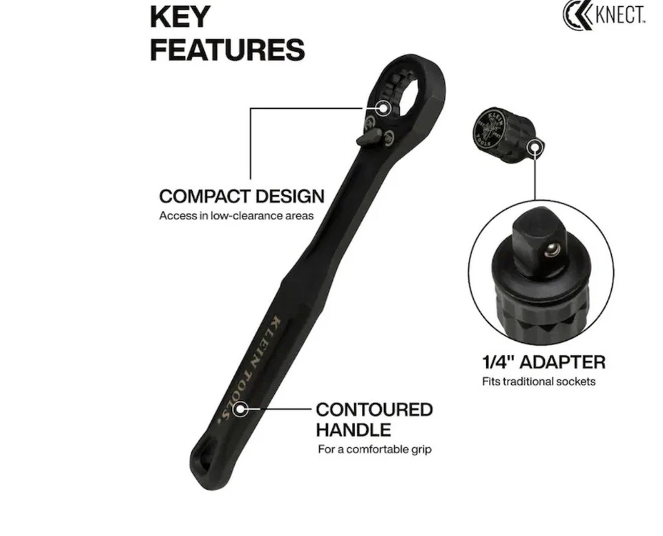 🆕 KLEIN TOOLS KNECT S PASS-THROUGH & 1/4" SOCKET ADAPTER (SET) 2 PCs~ 65301ADP - Image 3 of 4