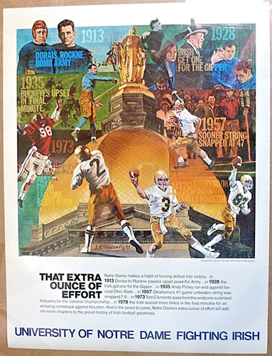 Original 1981 UNIVERSITY OF NOTRE DAME FIGHTING IRISH FOOTBALL POSTER