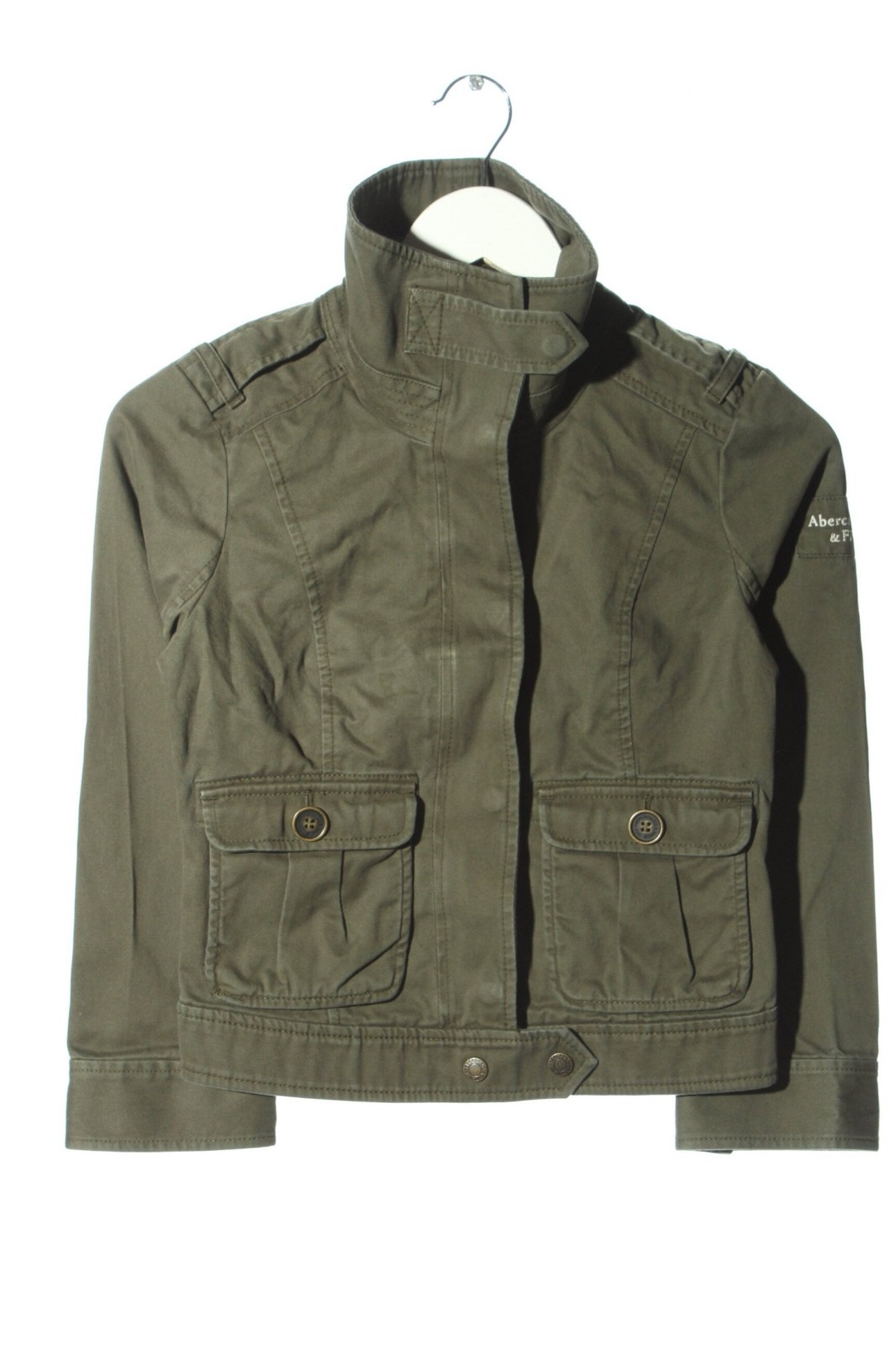 ABERCROMBIE & FITCH Kurzjacke Damen Jacke Gr. DE 34 khaki Casual-Look