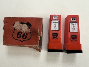 Vintage Phillips 66 Gas Pump Plastic Salt and Pepper Shakers - Decatur Illinois