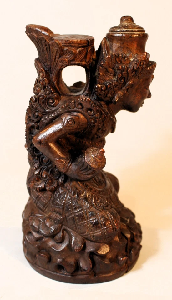 Antigua figura javanesa de 8,5" talla hindú de madera de Rama c. 1930 Foto 4 de 4