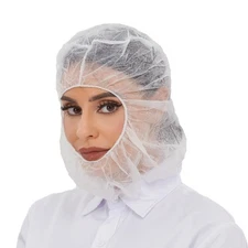 Pack of 100 Disposable Hoods Bouffant Caps Full Face Hair Covers Polypropylen...