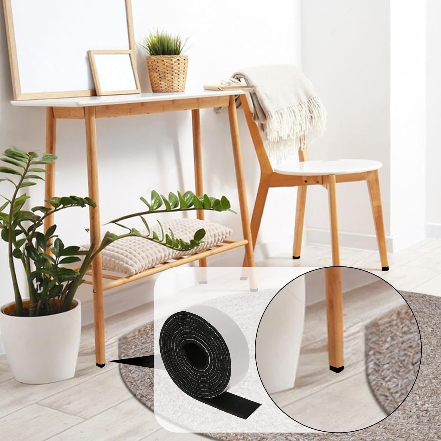 120 X 1 Inch Felt Strips with Adhesive Backing, 2 Rolls Non Slip Black 