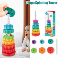 Rainbow Spinning Stacking Tower Educational Toy for Toddlers Brain Development