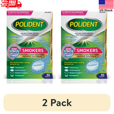  2 Pack Polident Smokers Antibacterial Denture Cleanser - 90 ct -180 Total -NEW