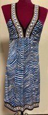 Trina Turk Silk Blend Dress V Neck Beach Resort Wear Cruise Wear Sz 6