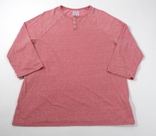 Viveshirt Henley Mens XL Red Heathered 3/4 Sleeve Raglan Tri-Blend Made In USA
