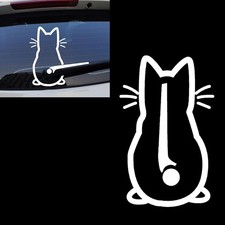 Pack-1 Car Rear Windshield Wiper Sticker, 7.87" x 12.5" PVC Carved Cute Cat Wavi