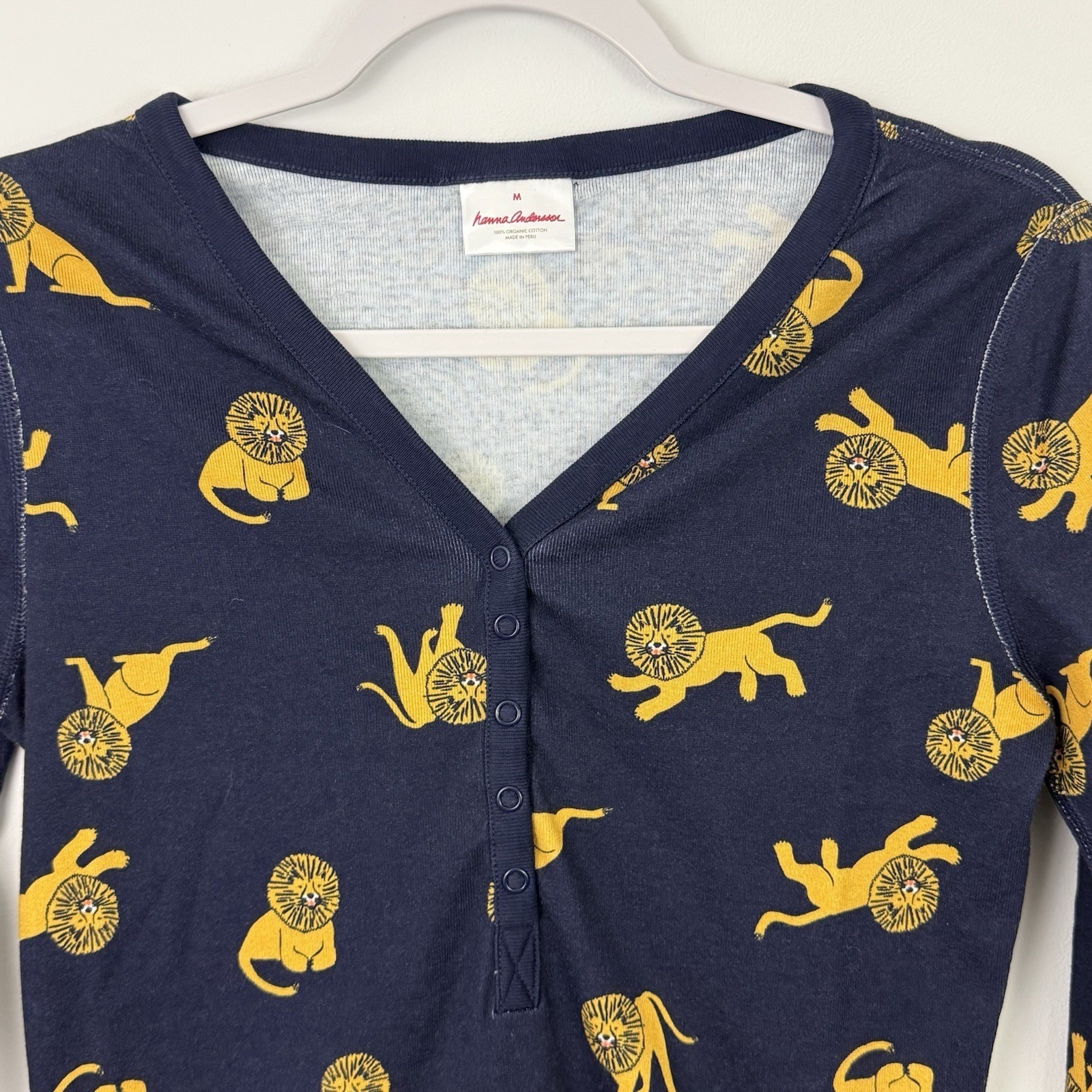 HANNA ANDERSSON Womens Lion Top sz M New Henley Organic Cotton Long Sleeve Knit image 3