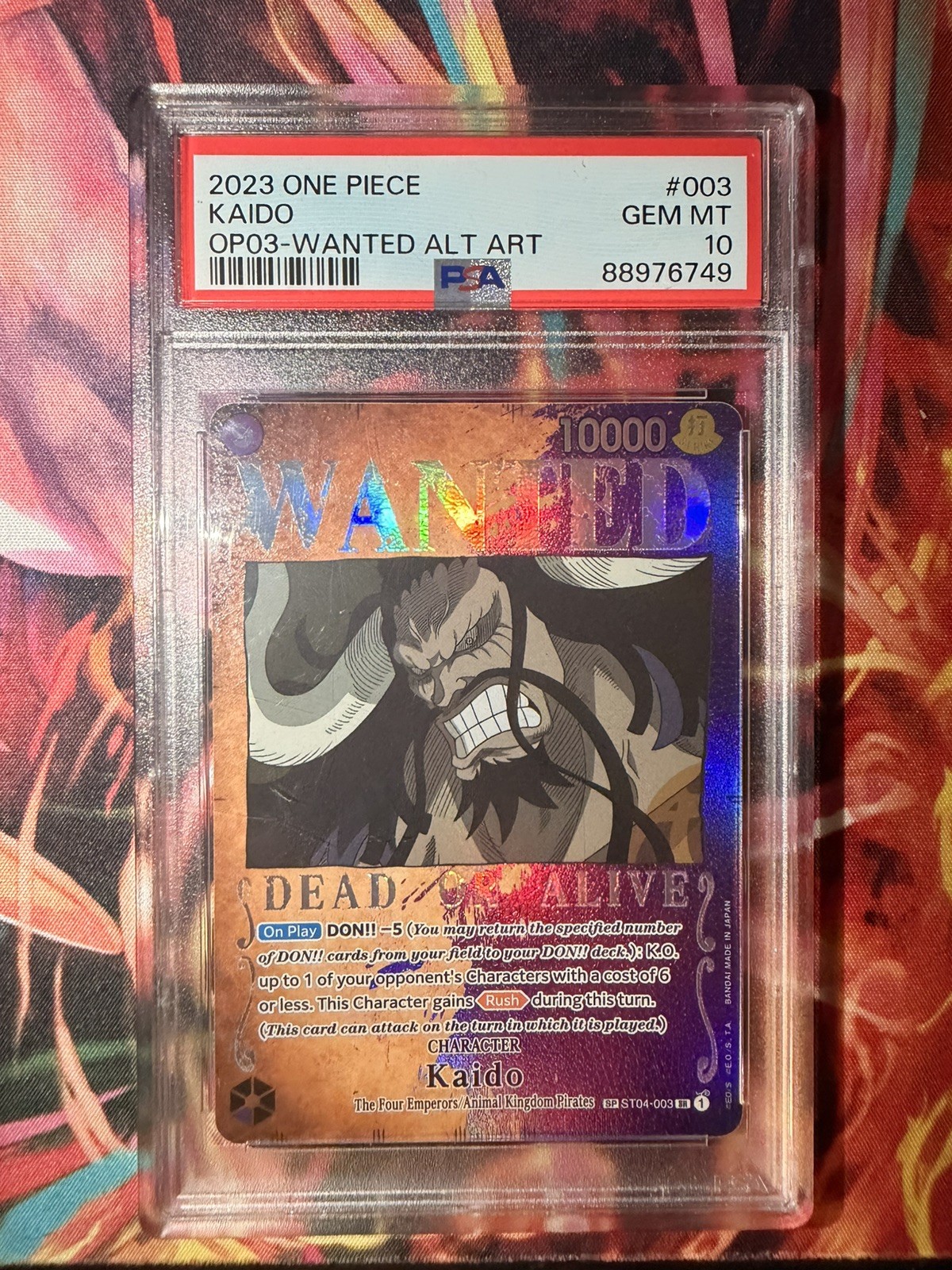 2023 One Piece Pillars of Strength OP03 Kaido Wanted Alternate Art #003 PSA 10
