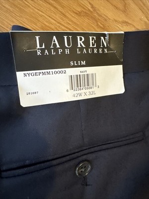 RUN IS…様 New With Tags Lauren Ralph Lauren Navy Blue Mens 100% Wool Slacks