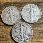 Walking Liberty Half Dollar Silver Coins 1943 Circulated Set of 3