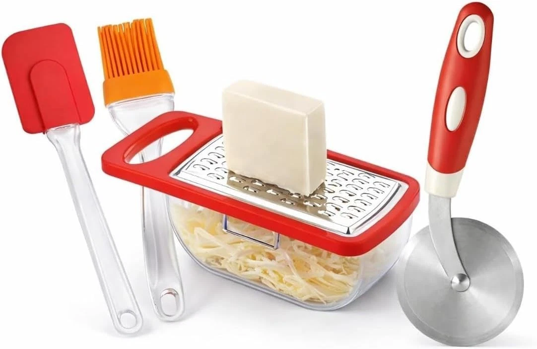 4 in 1 Kitchen Tool Combo Set, Cheese Grater, Pizza Cutter, Silicone Spatula and
Opens in a new wind