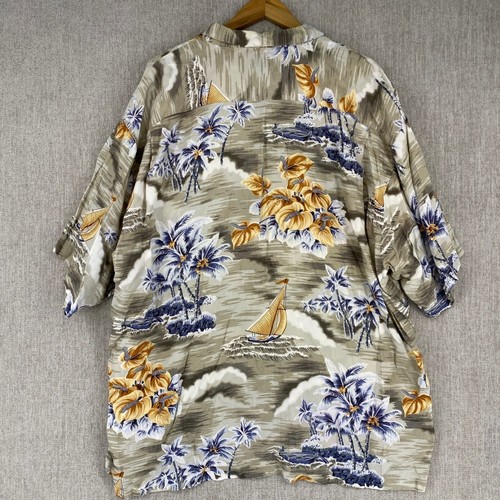 Camicia hawaiana tropicale Tommy Bahama XXL uomo palme barca a vela rilassata - Foto 5 di 8
