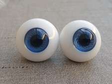 Vintage IMSCO Hand Blown Glass Doll Eyes Blue 28mm