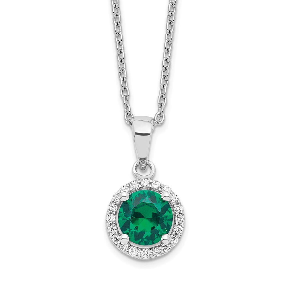 Sterling Silver CZ Pendant Necklace 18 Inch with 2in Extension 0.77g