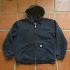 Carhartt Rain Defender 100632 Full Zip Navy Blue Hoodie Size Large Thermal Lined