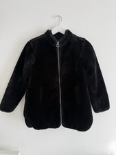 GAP Kids Black Faux Fur Coat Zip Front Warm Winter Jacket Size L 10 11