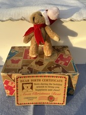 Avon Miniature 1997 Christmas Teddy Bear Pin In Original Box 2.25  