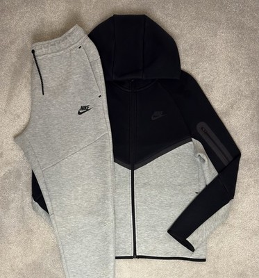 Nike Tech Fleece Trainingsanzug komplettes Set 2025 grau schwarz Kinder Größe XL Alter 13-15 Jahre sehr guter Zustand
