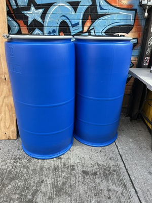 #ad One 77 gallon plastic Quick Lock Lid barrel drum Blue. Local Pick Up Only $75.00