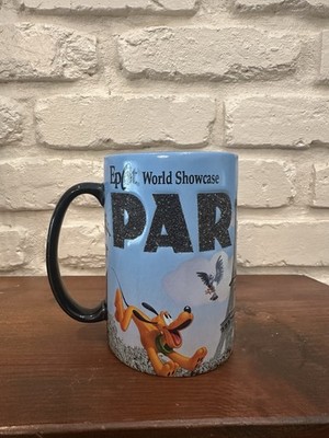 Disney World/Epcot Paris 16 oz-3D Coffee Mug-Mickey,Minnie,Pluto-Glitter Letters