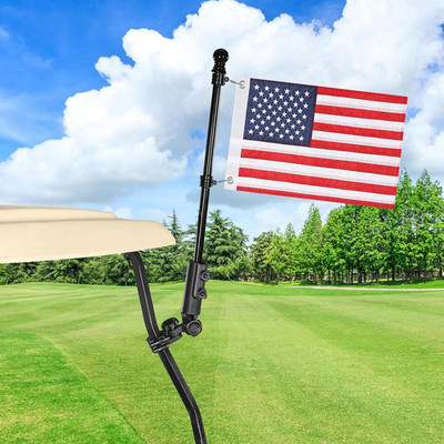 Golf Cart Flag Holder with USA Flag Pole Kit Set for Club Car Precedent DS Tempo