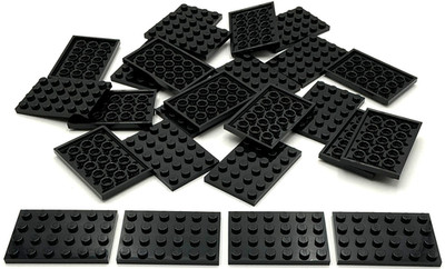 Lego 25 New Black Plates 4 x 6 Stud Pieces