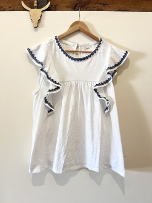 Fat Face Jessica Embroidered Frill Shoulder Top Size 18 Summer RRP £38