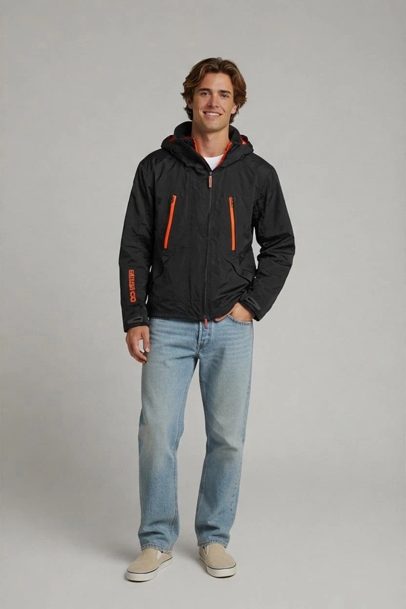 Superdry Windbreaker Jacket - Black & Orange size M