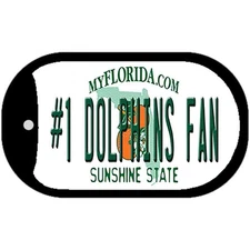 Number 1 Dolphins Fan Novelty Metal Dog Tag Necklace 2" x 1"