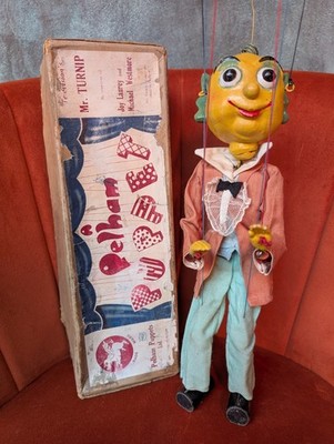 Pelham Puppe Mr Turnip - SL Brown Box RARE 1950's Vintage Marionette TV