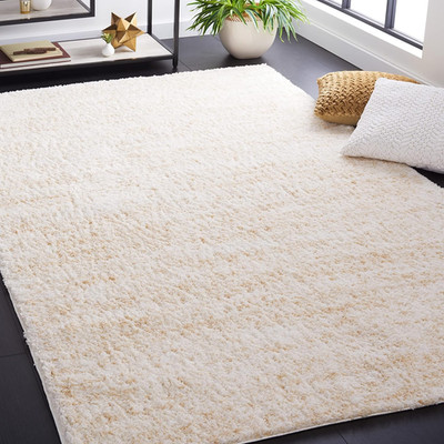 Berber Shag Collection Area Rug - 6' X 9', Ivory & Beige, Modern Design, Non-She