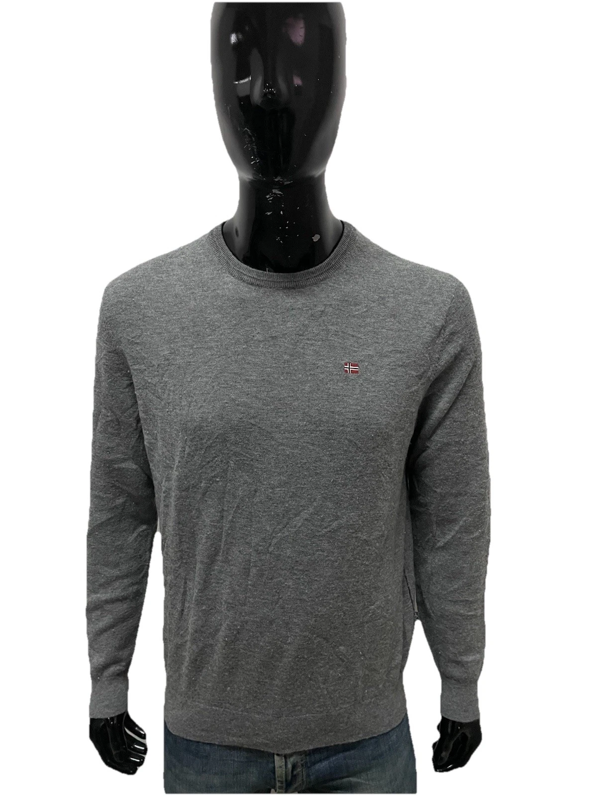 Napapijri Men's Merino Wool Sweater Gray Crew Neck Size L / 50 Original