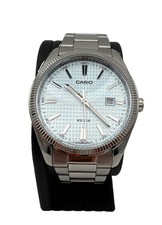 Casio Silvertone Men?s Watch-Lt Blue Dial-Date-Water Resist 50m-Xtra Links