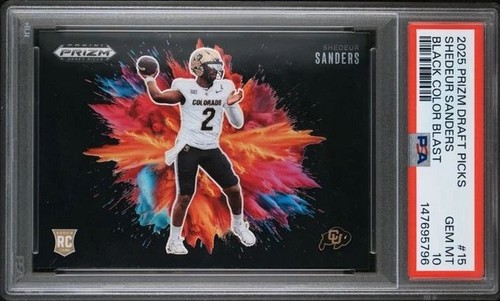 Shedeur Sanders [Black] #15 2025 Panini Prizm Draft Picks Color Blast card
