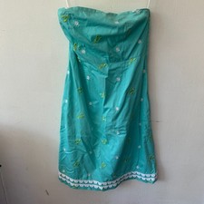 Lilly Pulitzer VTG Blue Lobster Print Strapless Dress Womens 10 Nautical Preppy